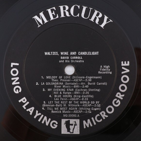 David Carroll Orchestra Waltzes, Wine & Candlelight 1955 Jazz LP Record MG 20086 - Picture 8 of 16